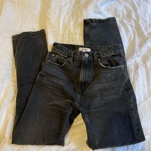 Re/done mid rise straight leg black jeans